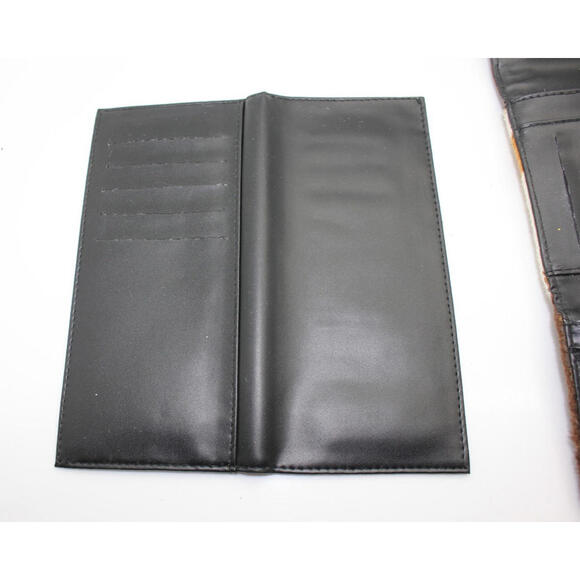 Western Vegan Leather Mixed Faux Hide Bling Belt Trifold Long Wallet - Picture 8 of 11